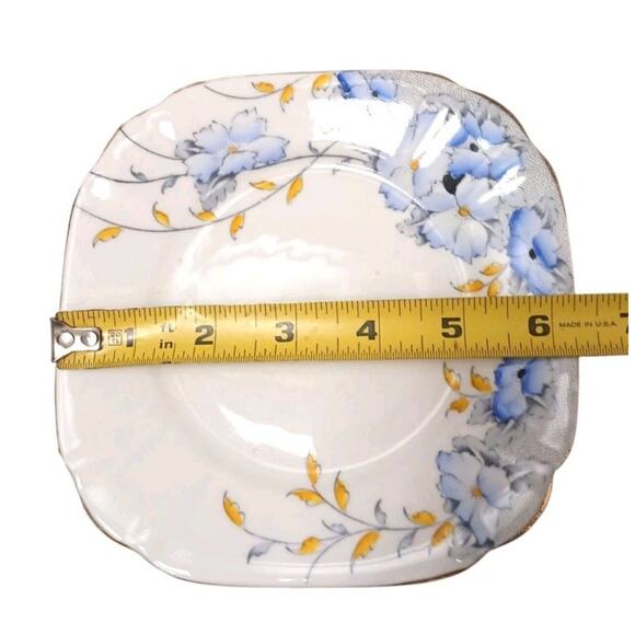 1940 Scotia Salisbury 6.5 Square Plate Fine Bone China Blue Floral Replacement - Picture 12 of 15